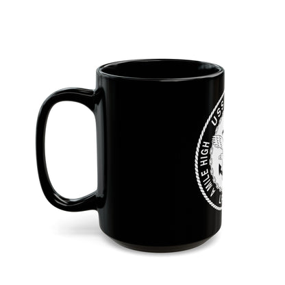A Mile High USS Denver A Mile Ahead LPD 9 BW (U.S. Navy) Black Coffee Mug-The Sticker Space