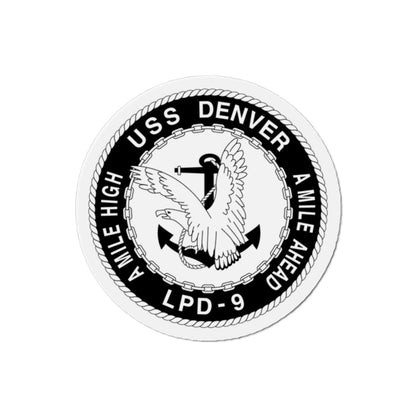 A Mile High USS Denver A Mile Ahead LPD 9 BW (U.S. Navy) Die-Cut Magnet-2" x 2"-The Sticker Space