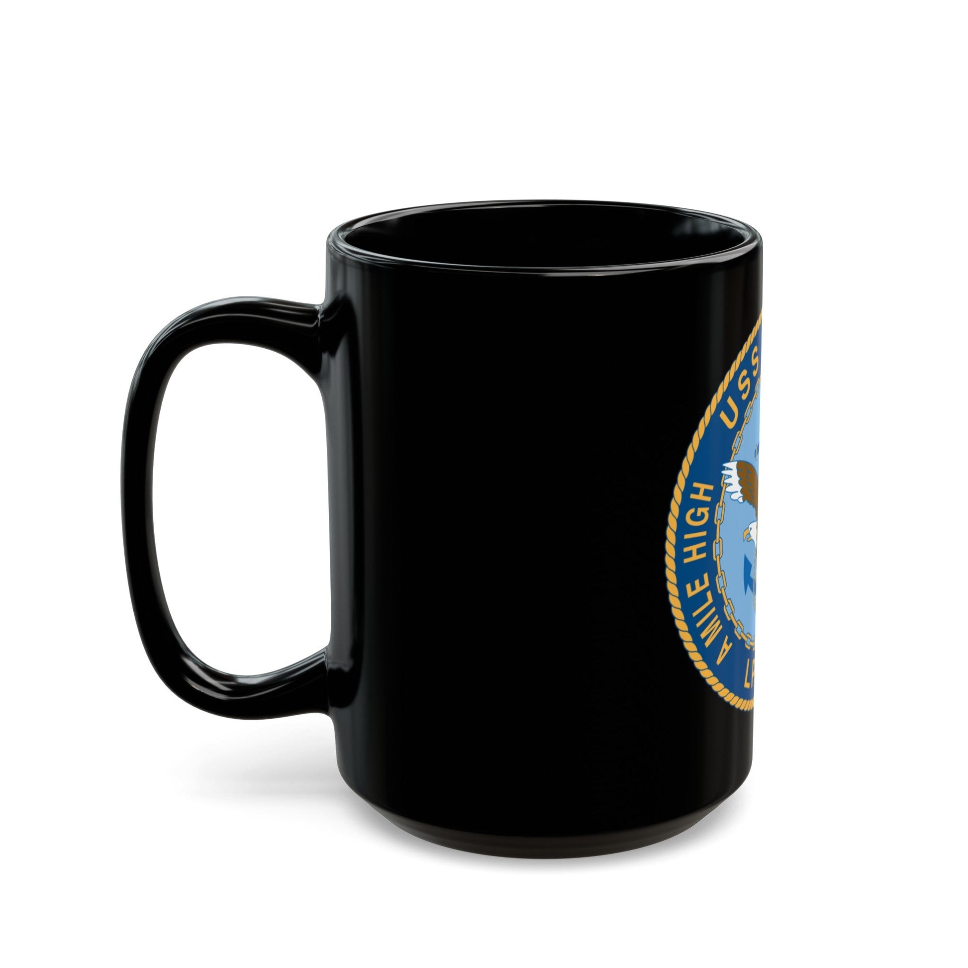 A Mile High USS Denver A Mile Ahead LPD 9 (U.S. Navy) Black Coffee Mug-The Sticker Space