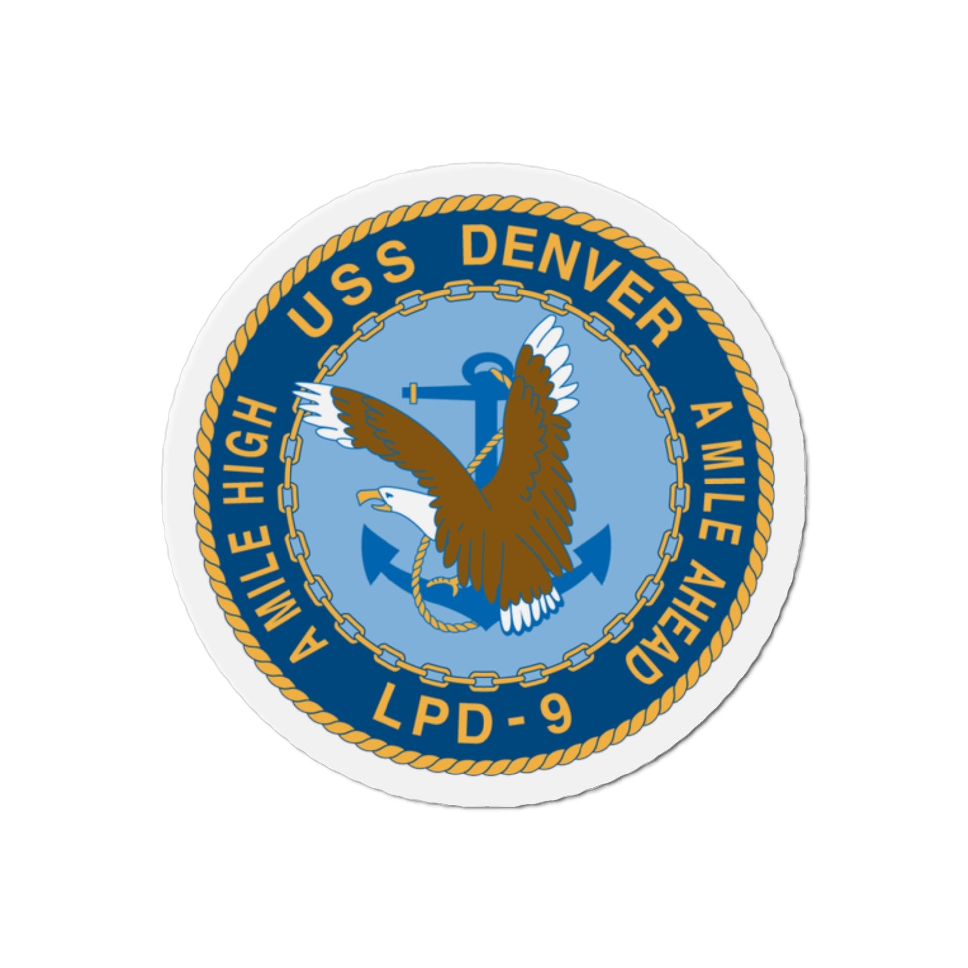 A Mile High USS Denver A Mile Ahead LPD 9 (U.S. Navy) Die-Cut Magnet-2" x 2"-The Sticker Space