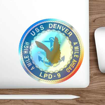 A Mile High USS Denver A Mile Ahead LPD 9 (U.S. Navy) Holographic STICKER Die-Cut Vinyl Decal-The Sticker Space