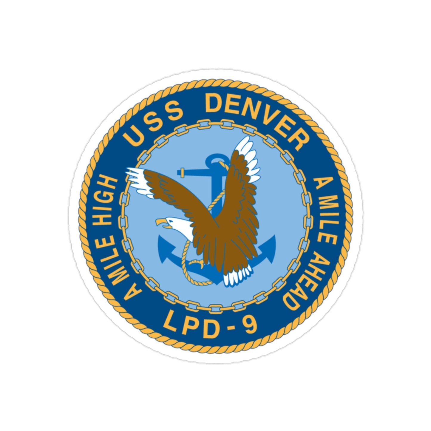A Mile High USS Denver A Mile Ahead LPD 9 (U.S. Navy) Transparent STICKER Die-Cut Vinyl Decal-2 Inch-The Sticker Space