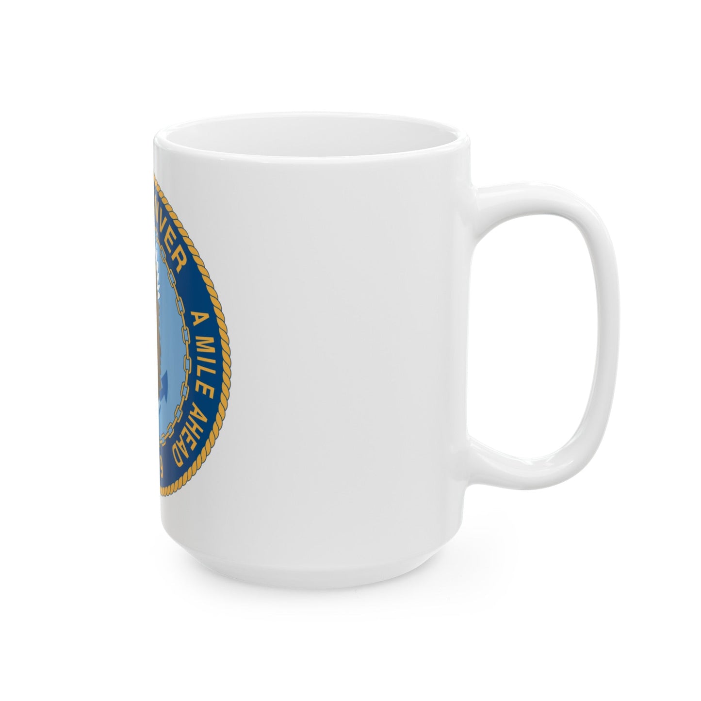 A Mile High USS Denver A Mile Ahead LPD 9 (U.S. Navy) White Coffee Mug-The Sticker Space