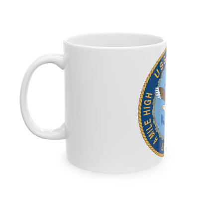 A Mile High USS Denver A Mile Ahead LPD 9 (U.S. Navy) White Coffee Mug-The Sticker Space