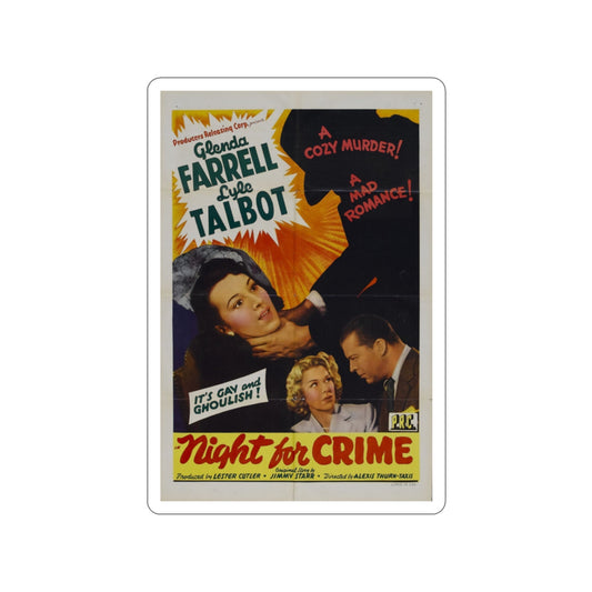 A NIGHT FOR CRIME 1943 Movie Poster STICKER Vinyl Die-Cut Decal-2 Inch-The Sticker Space