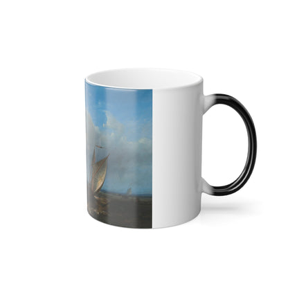 Abraham Hulk (1813-1897) Boats on rough waters - Oil on Panel - Color Changing Mug 11oz-11oz-The Sticker Space