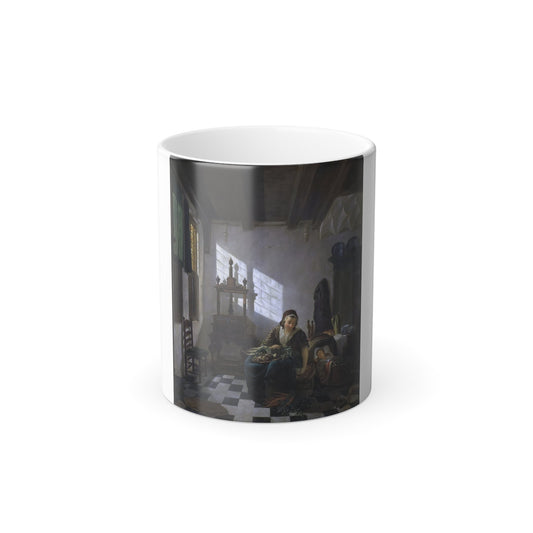 Abraham van Strij (1753-1826) The Housewife - Oil on panel c1800 - Color Changing Mug 11oz-11oz-The Sticker Space