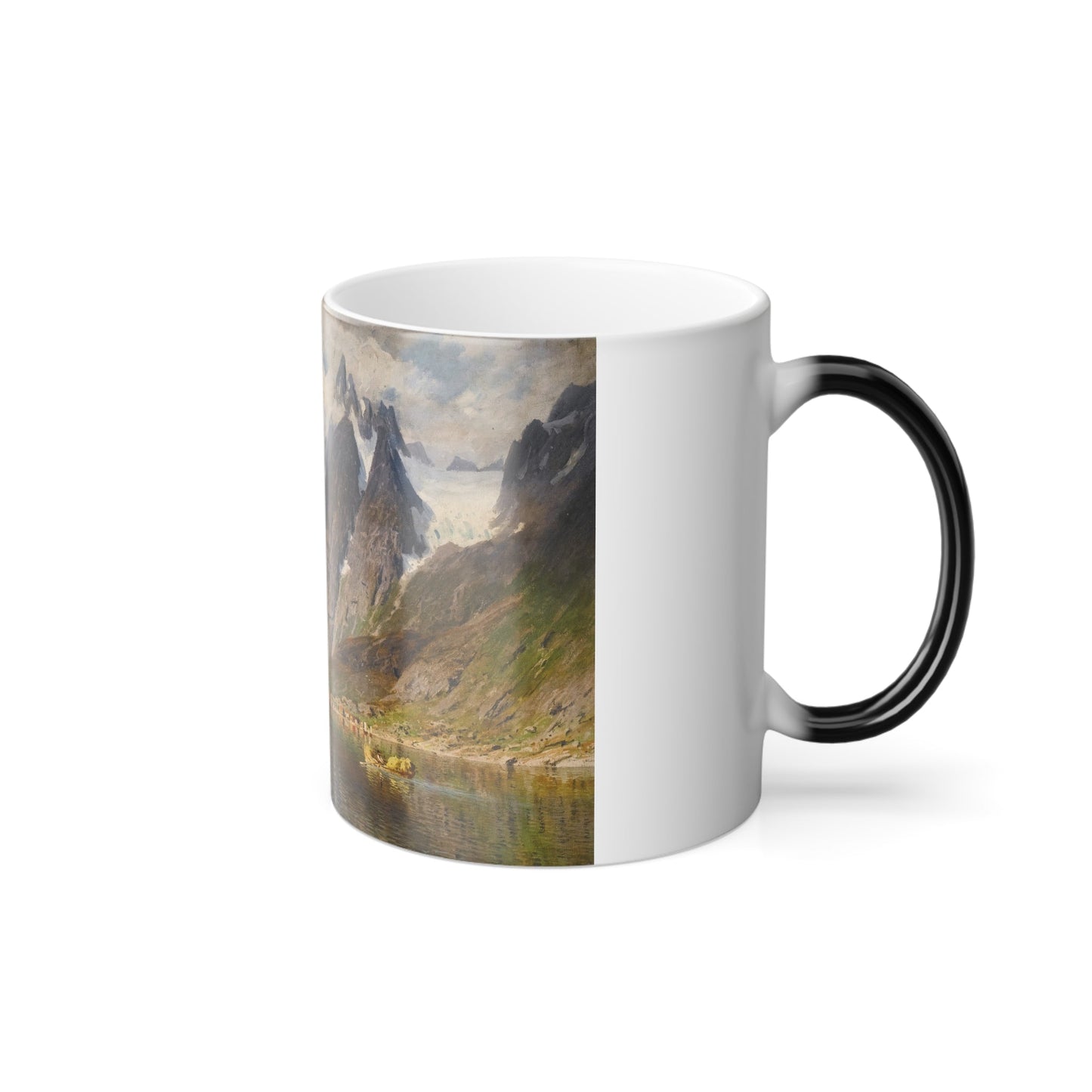 Adelsteen Normann (1848-1918) A Norwegian Fjord - oil on canvas - Color Changing Mug 11oz-11oz-The Sticker Space