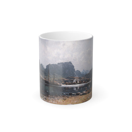 Adelsteen Normann (1848-1918) Fishing Village in northern Norway - 1880 - Color Changing Mug 11oz-11oz-The Sticker Space