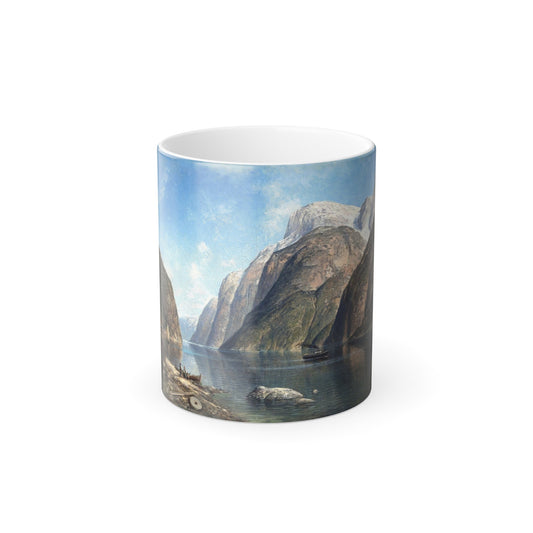 Adelsteen Normann (1848-1918) View of a Fjord - c1880 - Color Changing Mug 11oz-11oz-The Sticker Space