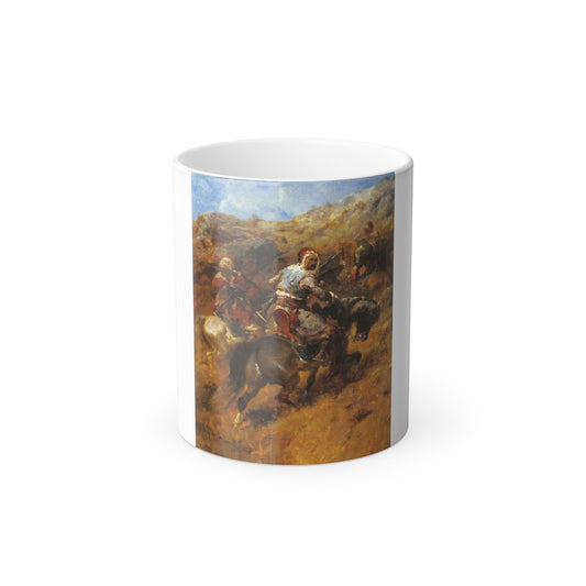 Adolf Schreyer (1828-1899) arab warriors on a hillside - Color Changing Mug 11oz-11oz-The Sticker Space