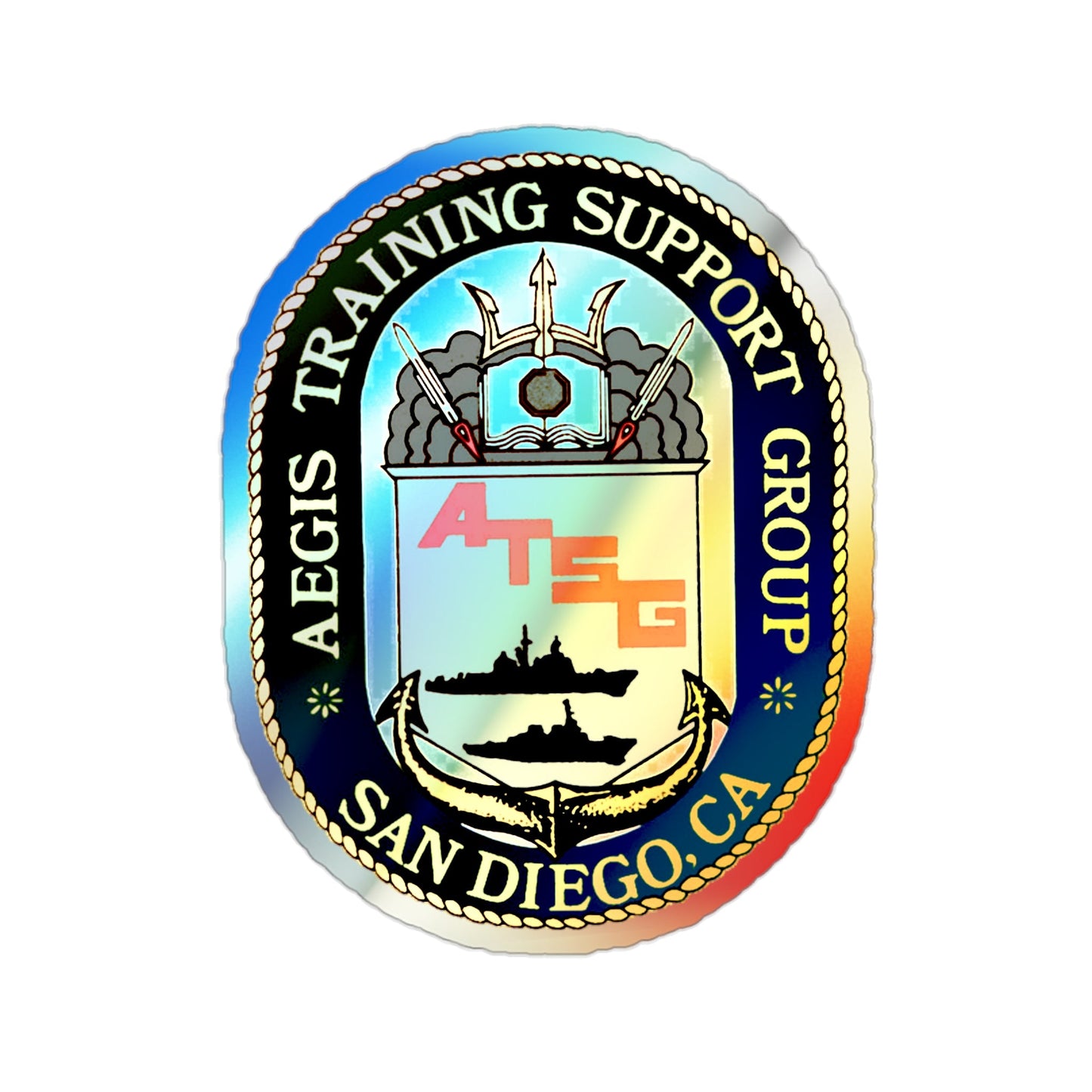 AEGIS Training Support Grp San Diego (U.S. Navy) Holographic STICKER Die-Cut Vinyl Decal-2 Inch-The Sticker Space