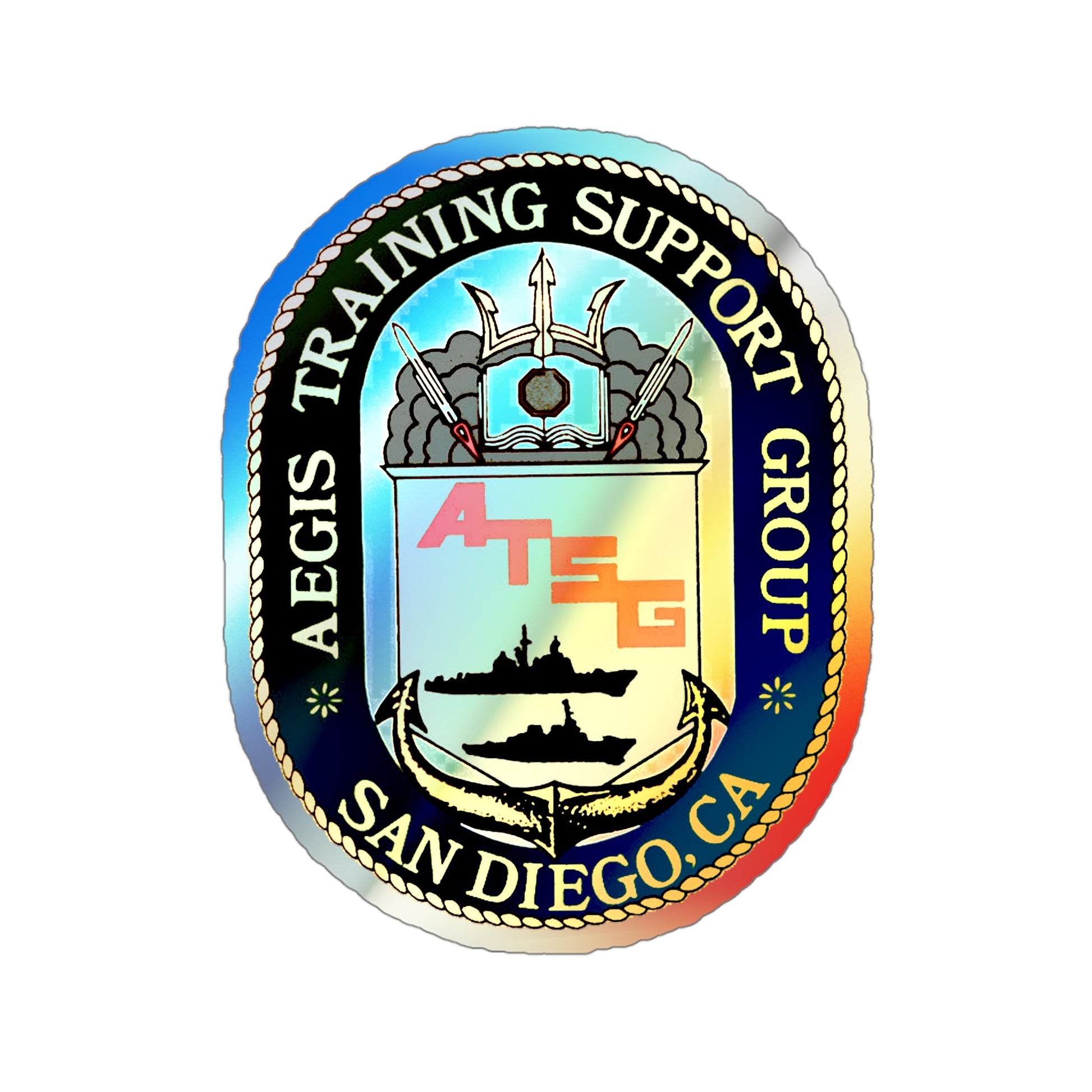 AEGIS Training Support Grp San Diego (U.S. Navy) Holographic STICKER Die-Cut Vinyl Decal-4 Inch-The Sticker Space