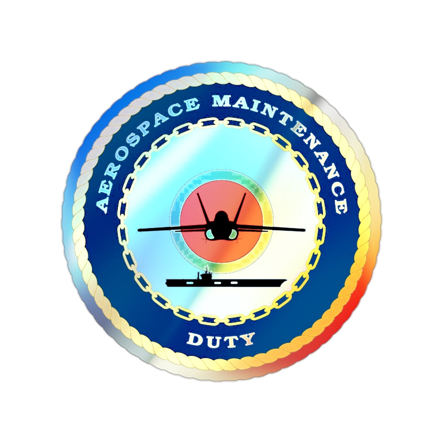 Aerospace Maintenance Duty (U.S. Navy) Holographic STICKER Die-Cut Vinyl Decal-2 Inch-The Sticker Space