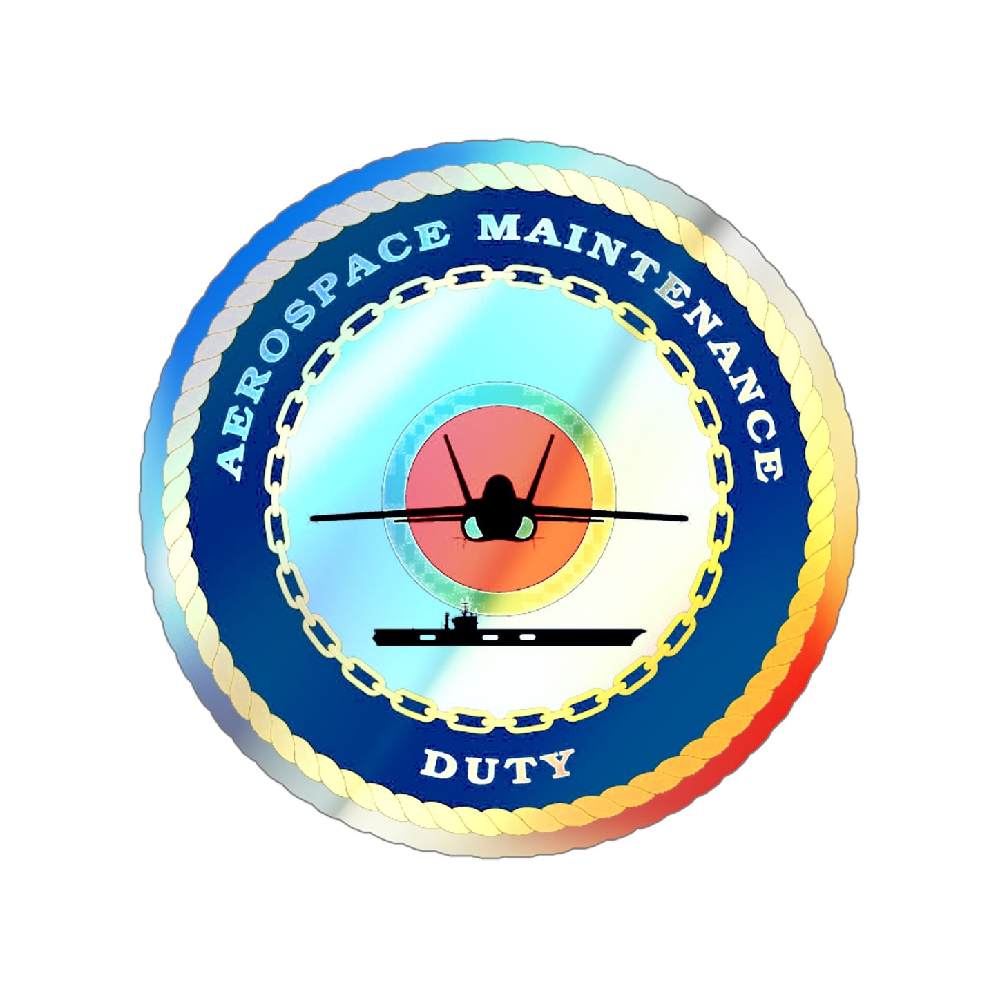 Aerospace Maintenance Duty (U.S. Navy) Holographic STICKER Die-Cut Vinyl Decal-4 Inch-The Sticker Space
