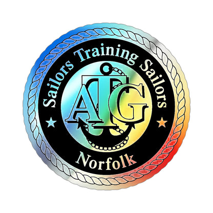 AFLOAT Training Group ATG Norfolk BW (U.S. Navy) Holographic STICKER Die-Cut Vinyl Decal-4 Inch-The Sticker Space