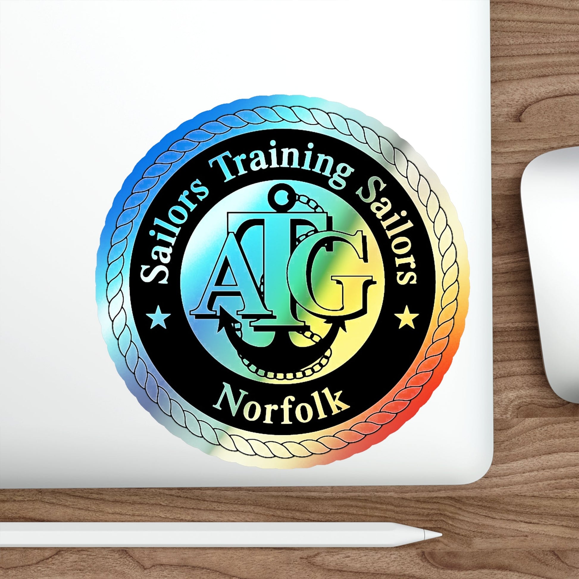 AFLOAT Training Group ATG Norfolk BW (U.S. Navy) Holographic STICKER Die-Cut Vinyl Decal-The Sticker Space