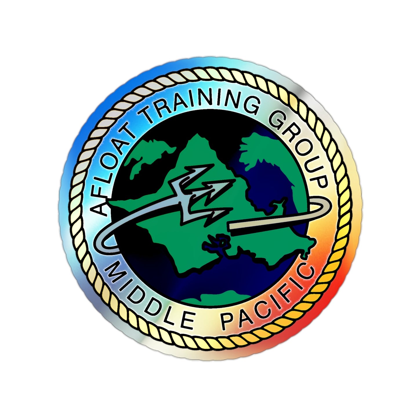 AFLOAT Training Group MID PACIFIC (U.S. Navy) Holographic STICKER Die-Cut Vinyl Decal-2 Inch-The Sticker Space