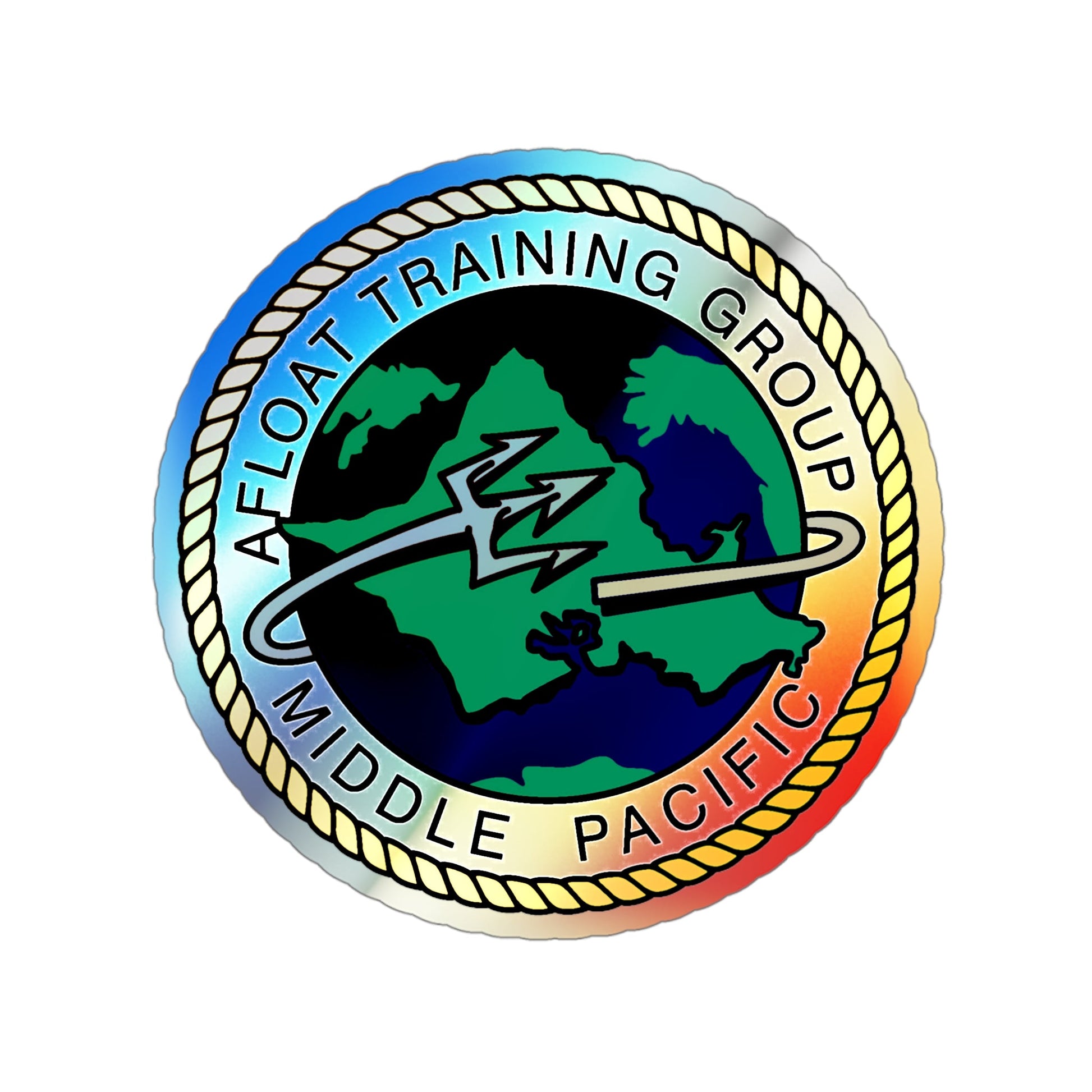 AFLOAT Training Group MID PACIFIC (U.S. Navy) Holographic STICKER Die-Cut Vinyl Decal-4 Inch-The Sticker Space
