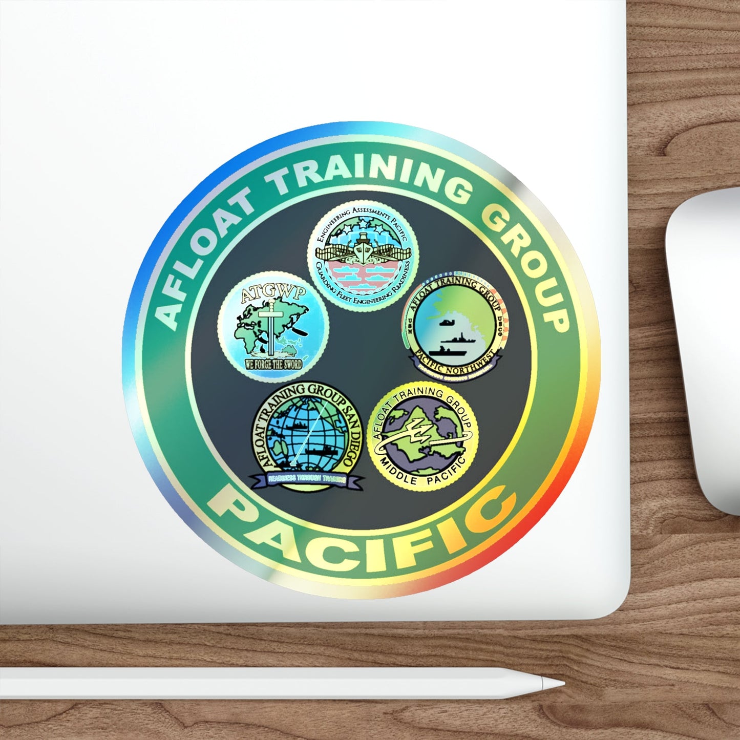 Afloat Training Group Pacific (U.S. Navy) Holographic STICKER Die-Cut Vinyl Decal-The Sticker Space