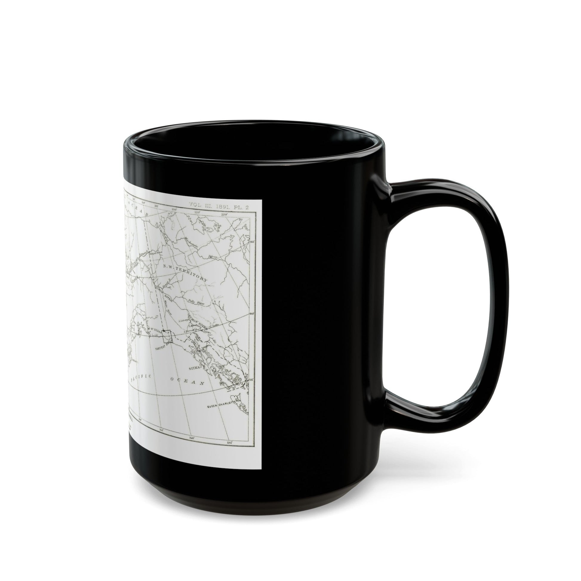 Alaska - Sketch Map (1891) (Map) Black Coffee Mug-The Sticker Space