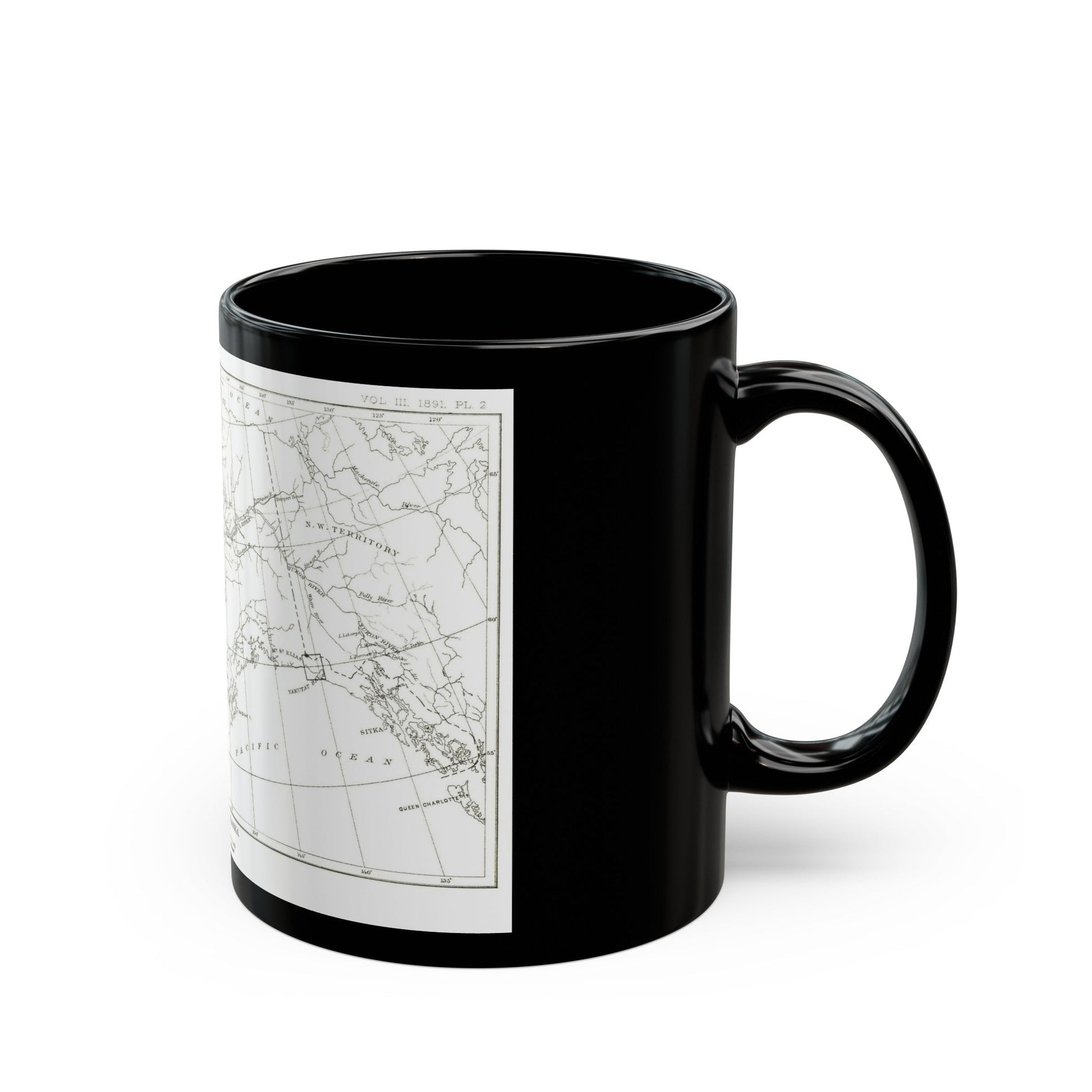 Alaska - Sketch Map (1891) (Map) Black Coffee Mug-The Sticker Space