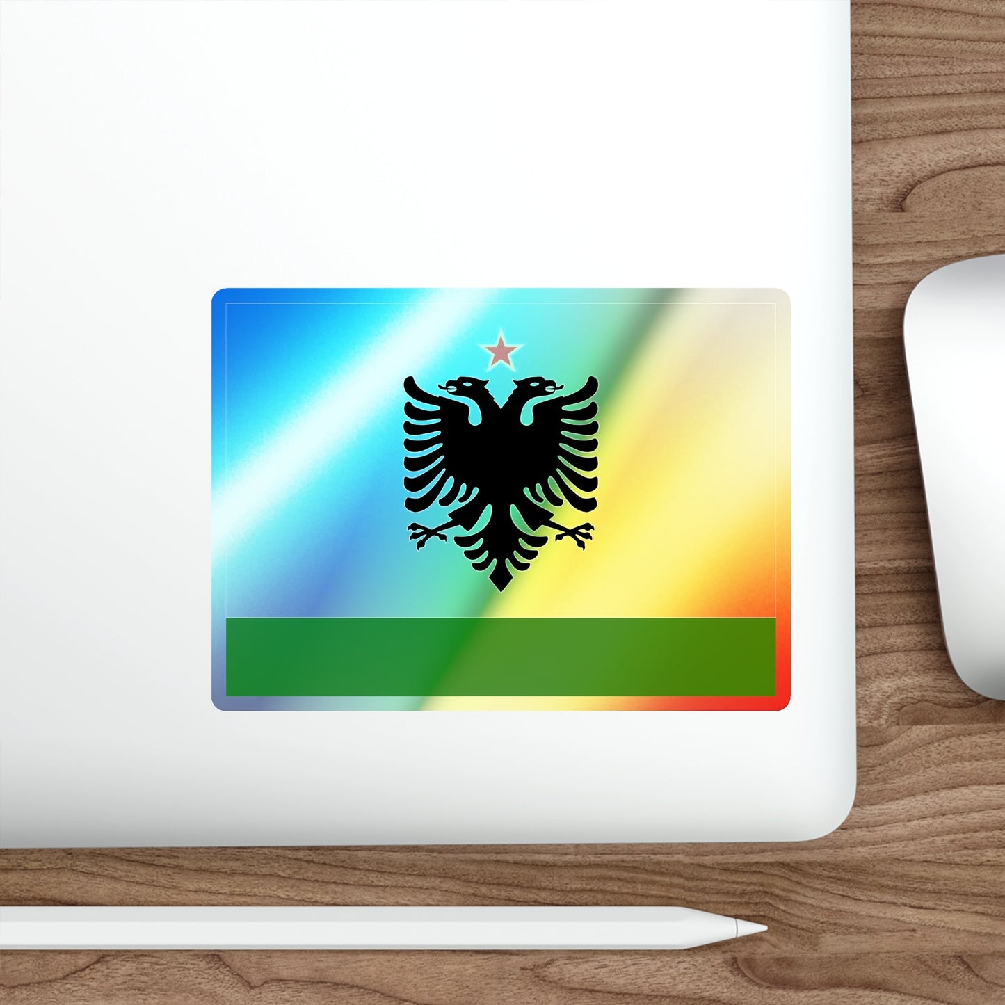 Albanian Coast Guard Ensign to 1958 to 1992 Holographic STICKER Die-Cut Vinyl Decal-The Sticker Space