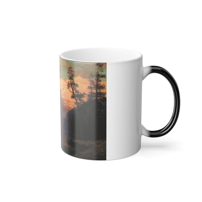 Albert Bierstadt (1830-1902) Evening Glow, Lake Louise - Oil on canvas - Color Changing Mug 11oz-11oz-The Sticker Space