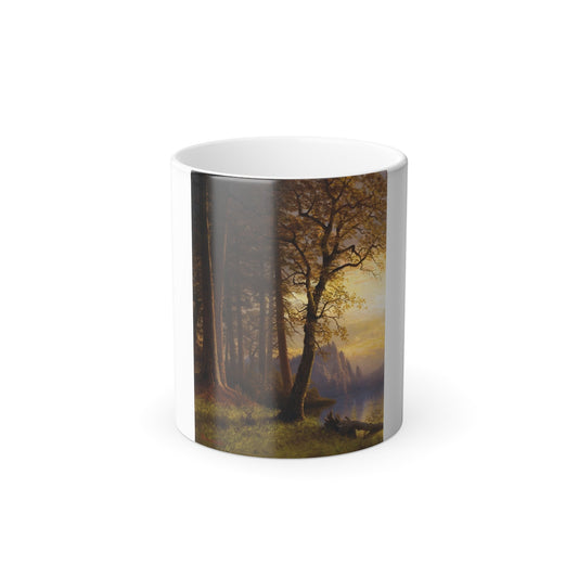 Albert Bierstadt (1830-1902) Sunset in California, Yosemite - Oil on Canvas - Color Changing Mug 11oz-11oz-The Sticker Space