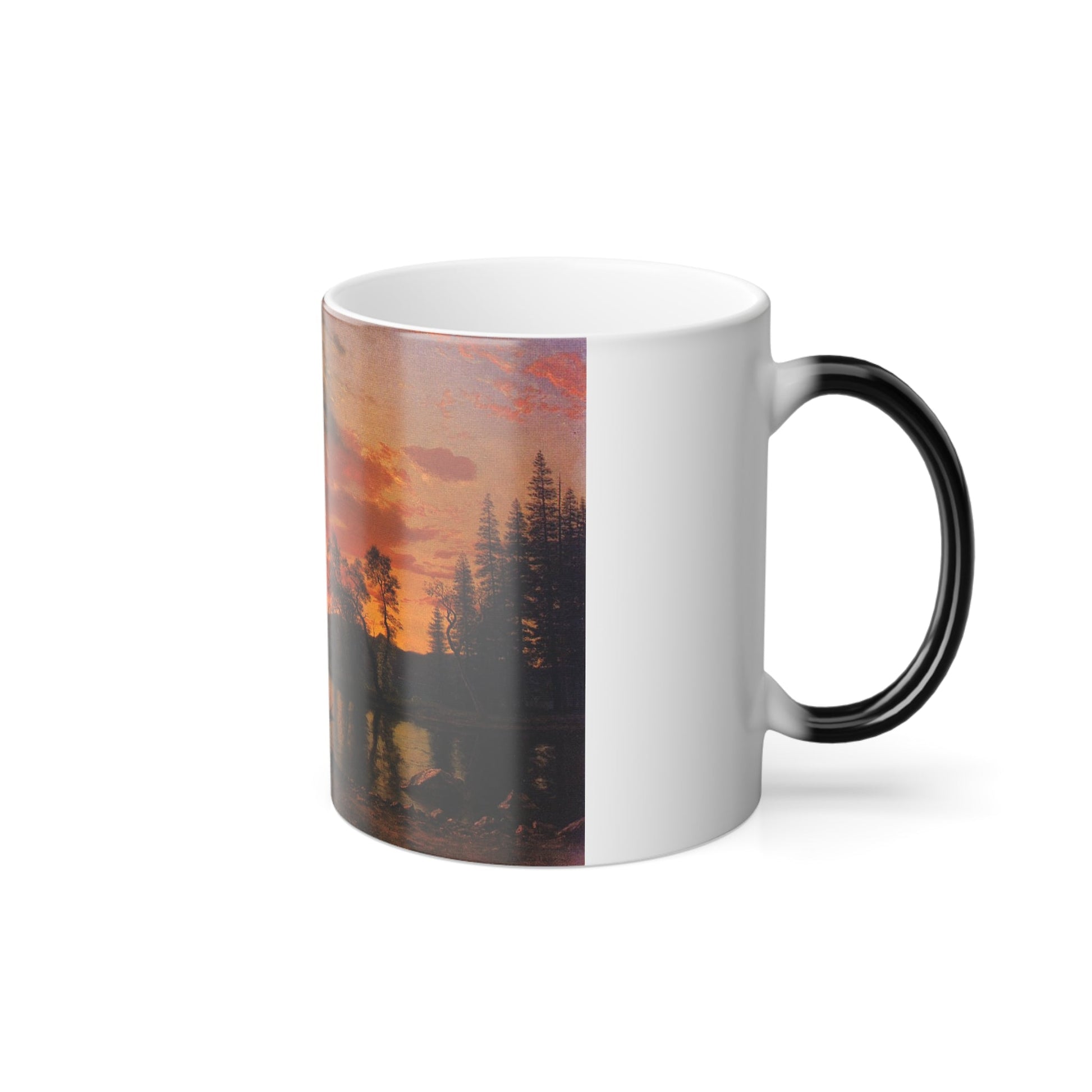 Albert Bierstadt (1830-1902) Sunset over the River - Oil on canvas - Color Changing Mug 11oz-11oz-The Sticker Space