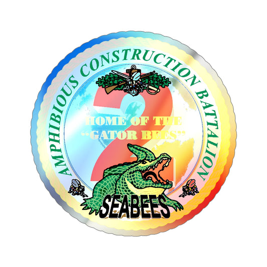Amphibious Construction Bn 2 SeaBees (U.S. Navy) Holographic STICKER Die-Cut Vinyl Decal-6 Inch-The Sticker Space