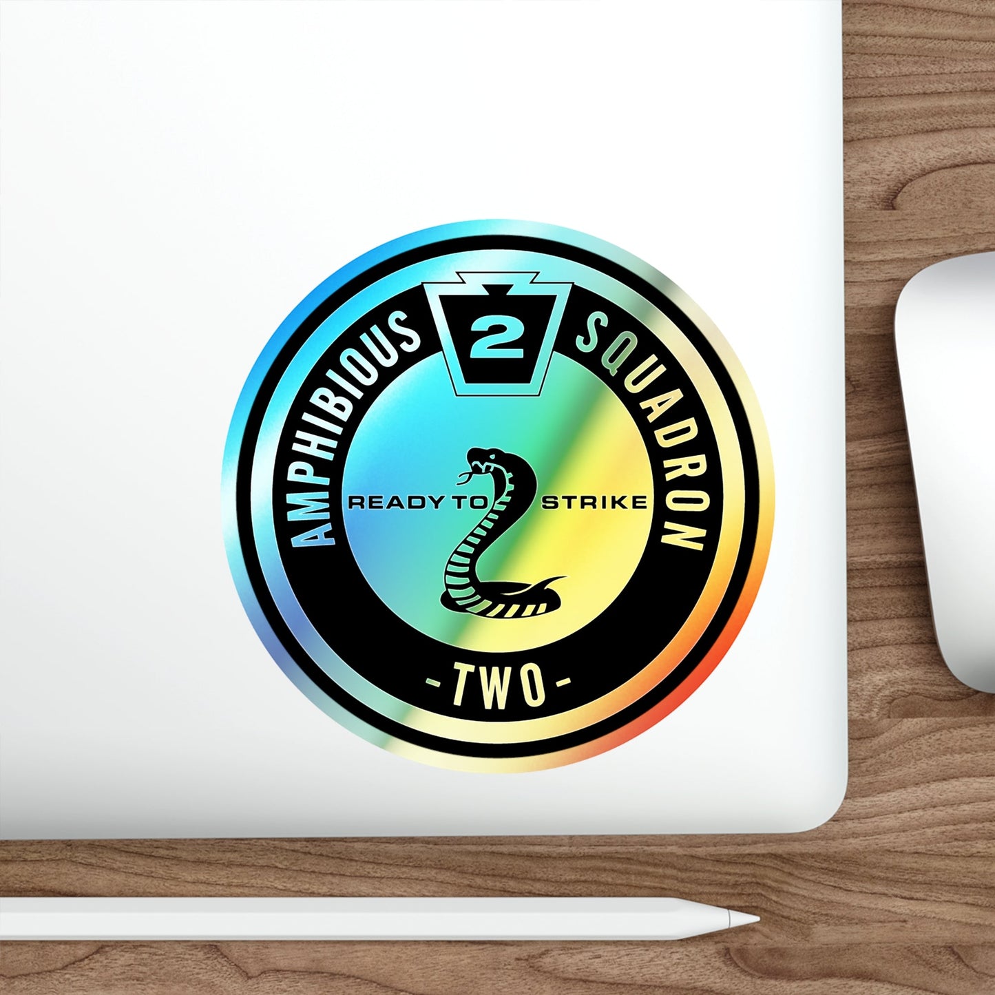 Amphibious Squadron 2 Ready To Strike BW (U.S. Navy) Holographic STICKER Die-Cut Vinyl Decal-The Sticker Space
