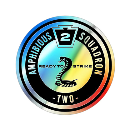 Amphibious Squadron 2 Ready To Strike BW (U.S. Navy) Holographic STICKER Die-Cut Vinyl Decal-2 Inch-The Sticker Space