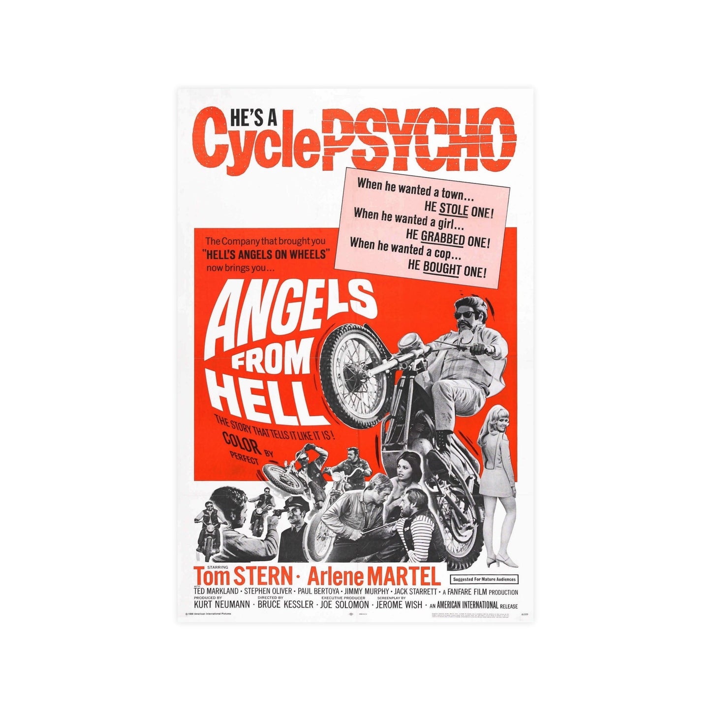 ANGELS FROM HELL 1968 - Paper Movie Poster-12″ x 18″ (Vertical)-The Sticker Space