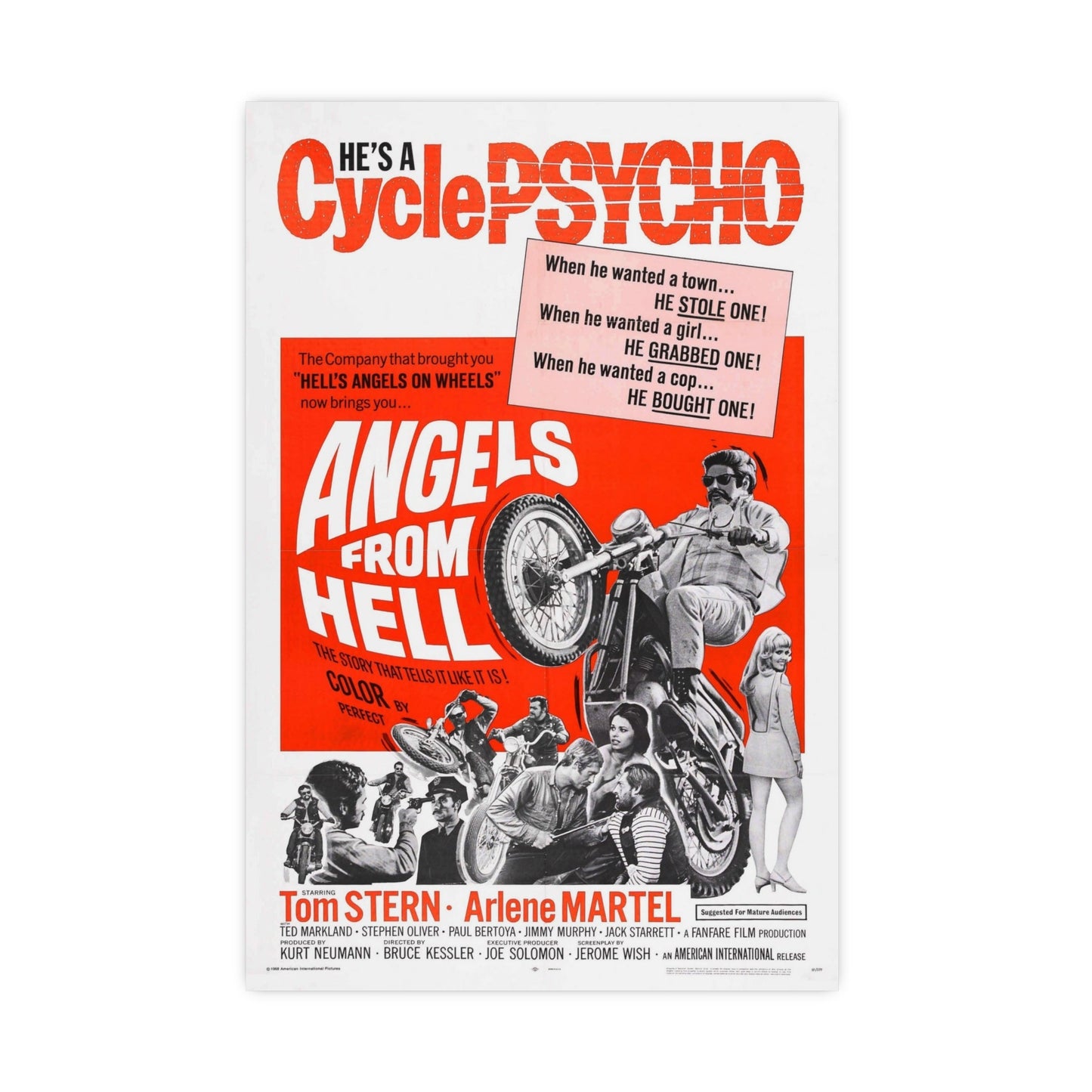 ANGELS FROM HELL 1968 - Paper Movie Poster-16″ x 24″ (Vertical)-The Sticker Space