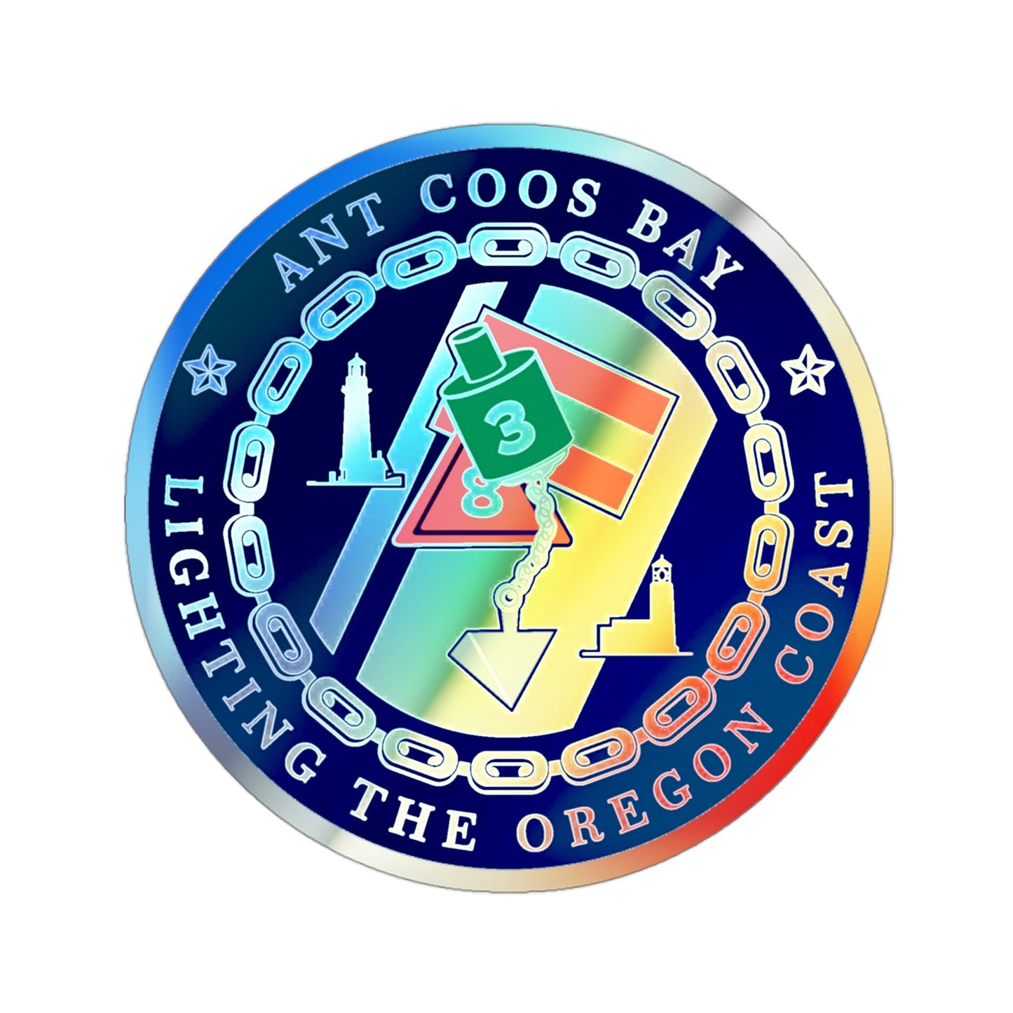 ANT Coos Bay Oregon (U.S. Coast Guard) Holographic STICKER Die-Cut Vinyl Decal-3 Inch-The Sticker Space