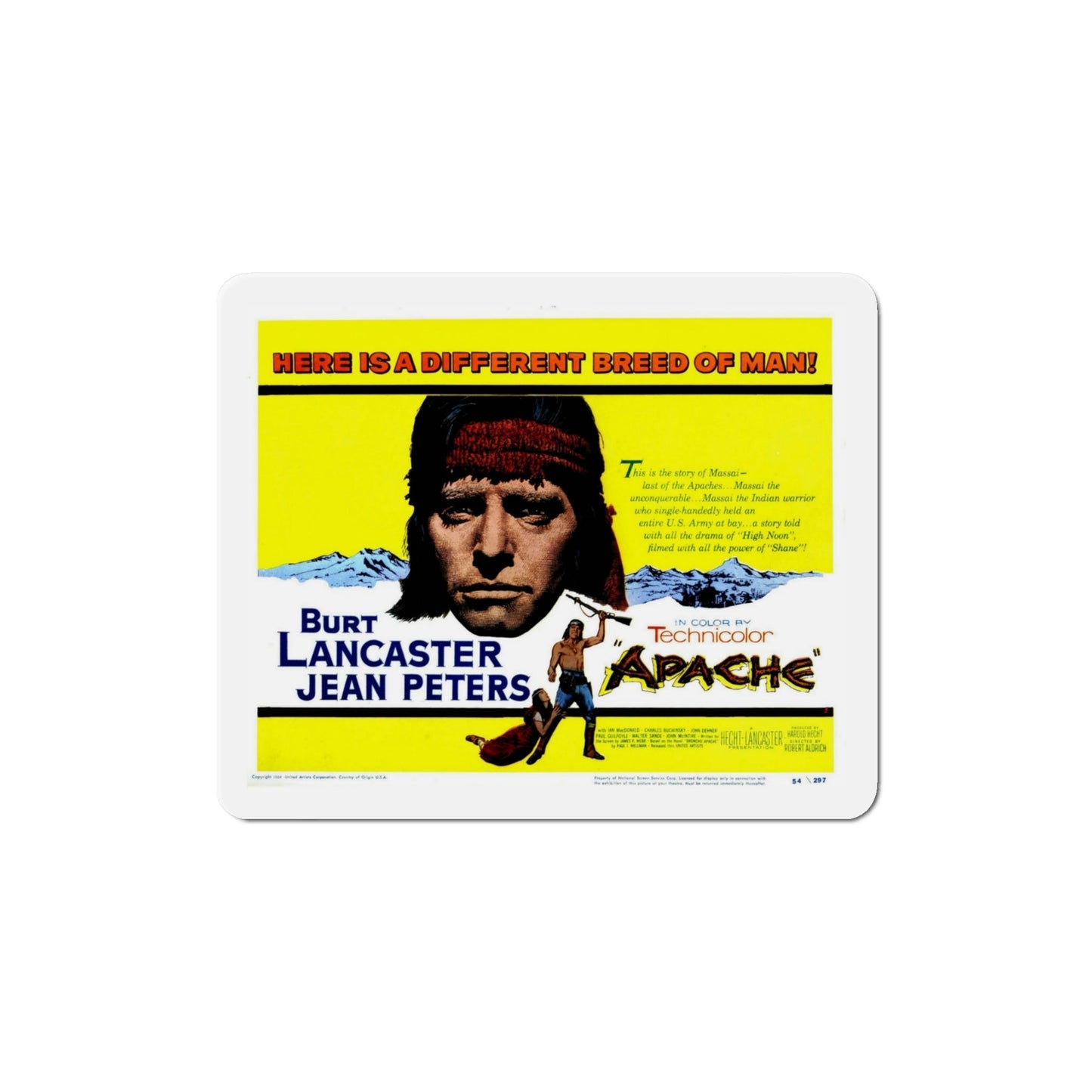 Apache 1954 Movie Poster Die-Cut Magnet-4 Inch-The Sticker Space