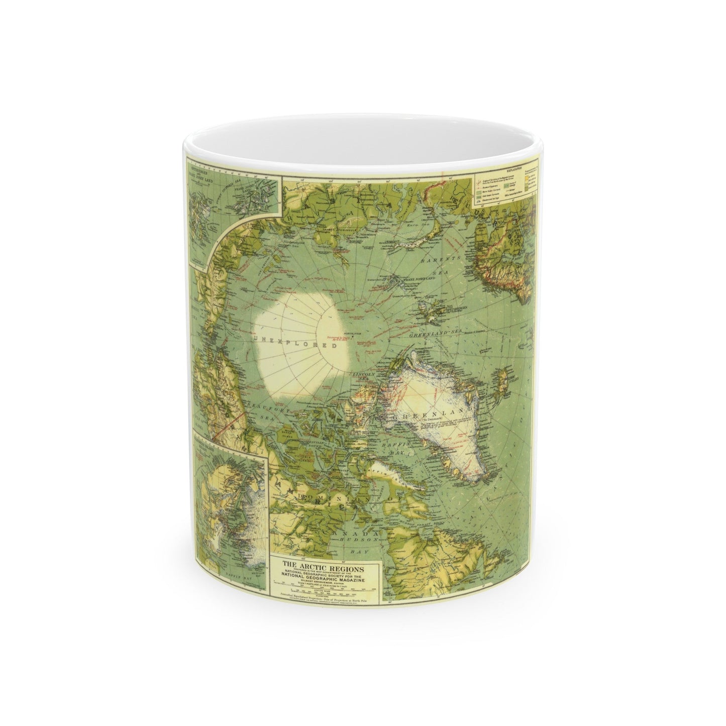 Arctic Regions (1925) (Map) White Coffee Mug-11oz-The Sticker Space