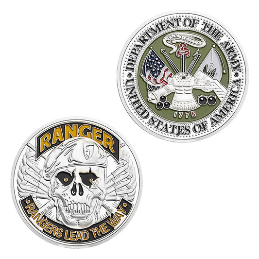 Army Ranger "Rangers Lead The Way" (U.S. Army) Silver Plated Challenge Coin-The Sticker Space