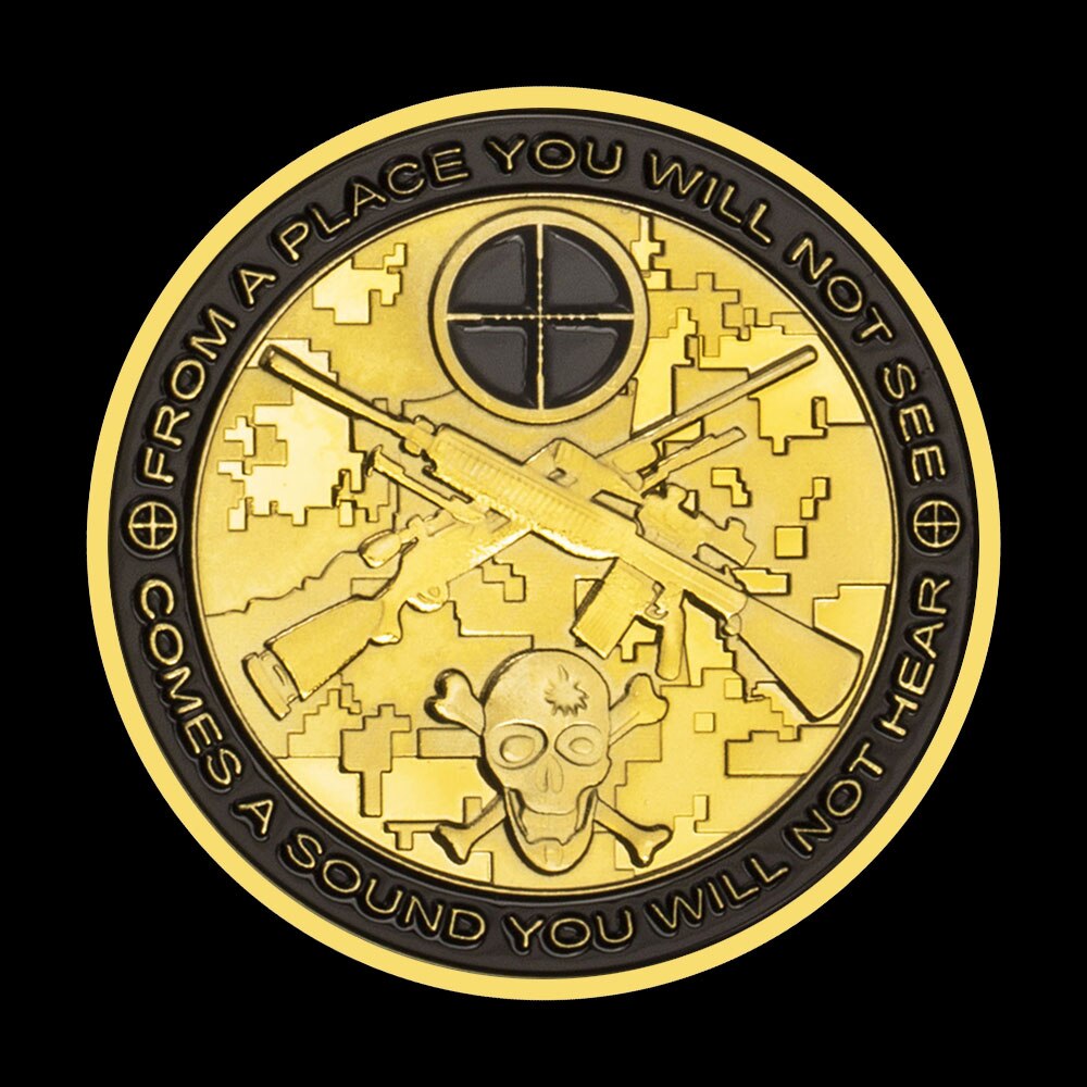 Army Sniper "You Can Run, But You Will Only Die Tired" (U.S. Army) Gold Plated Challenge Coin-The Sticker Space