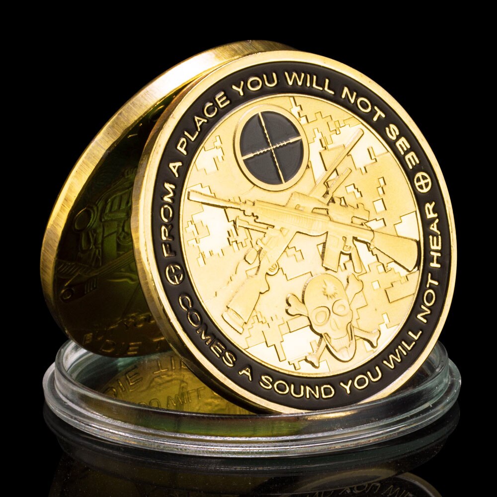 Army Sniper "You Can Run, But You Will Only Die Tired" (U.S. Army) Gold Plated Challenge Coin-The Sticker Space