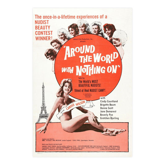 AROUND THE WORLD WITH NOTHING ON 1963 - Paper Movie Poster-24″ x 36″ (Vertical)-The Sticker Space