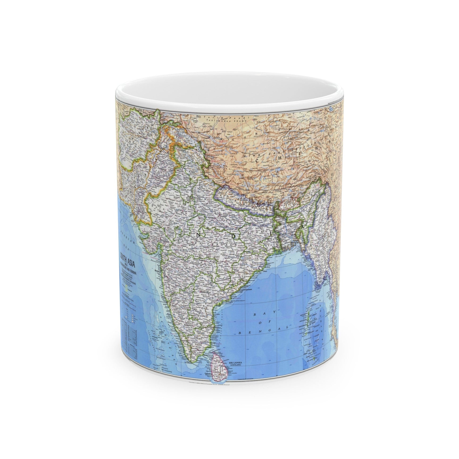 Asia - South (1984) (Map) White Coffee Mug-11oz-The Sticker Space