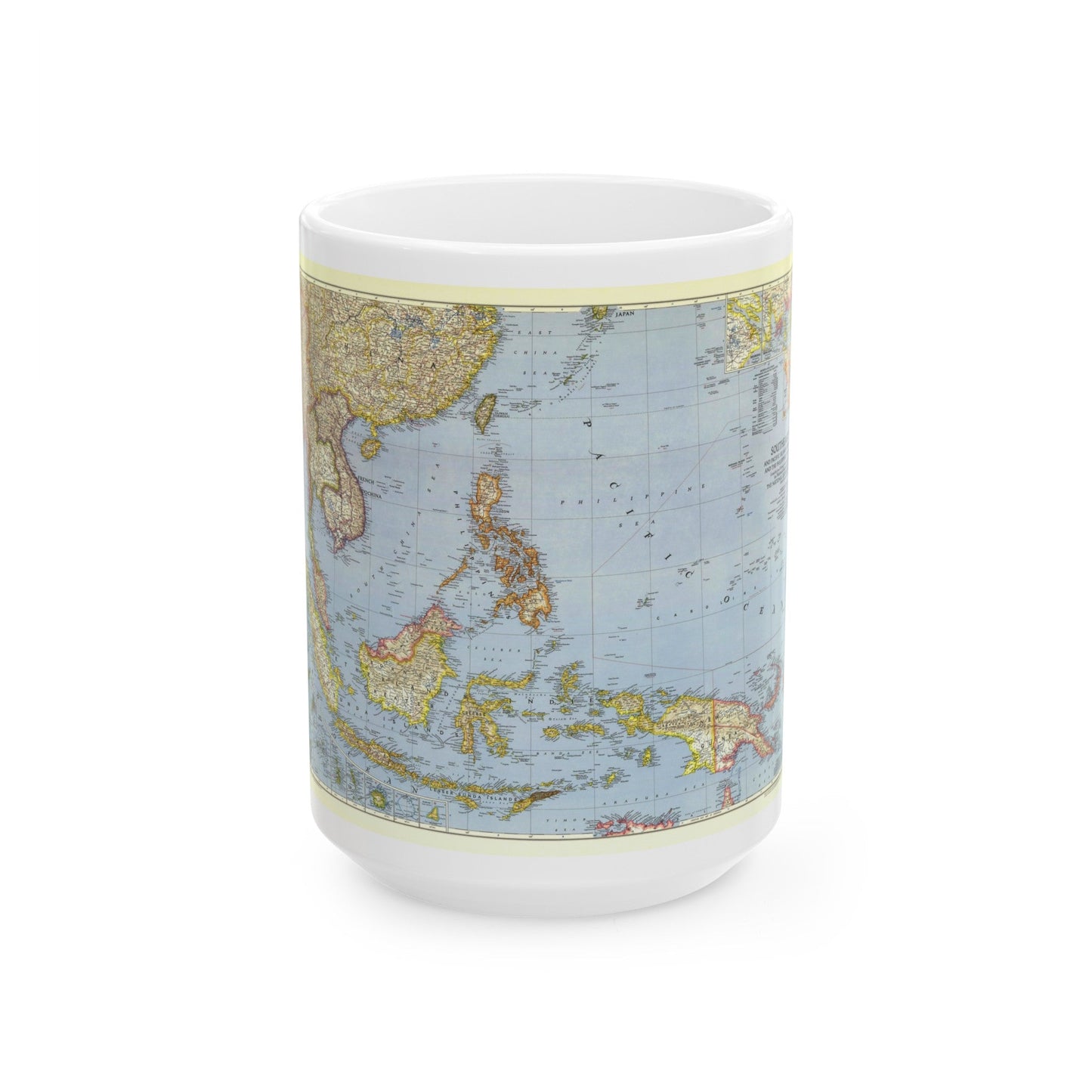 Asia - Southeast (1944) (Map) White Coffee Mug-15oz-The Sticker Space