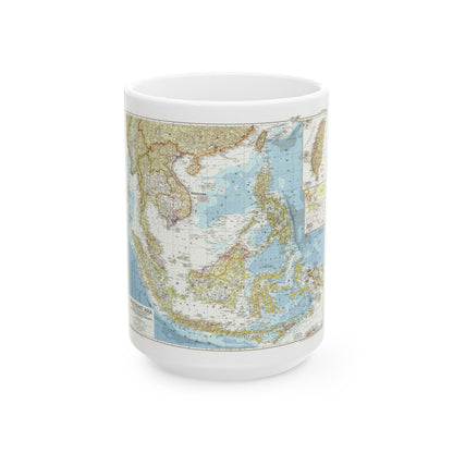 Asia - Southeast (1955) (Map) White Coffee Mug-15oz-The Sticker Space