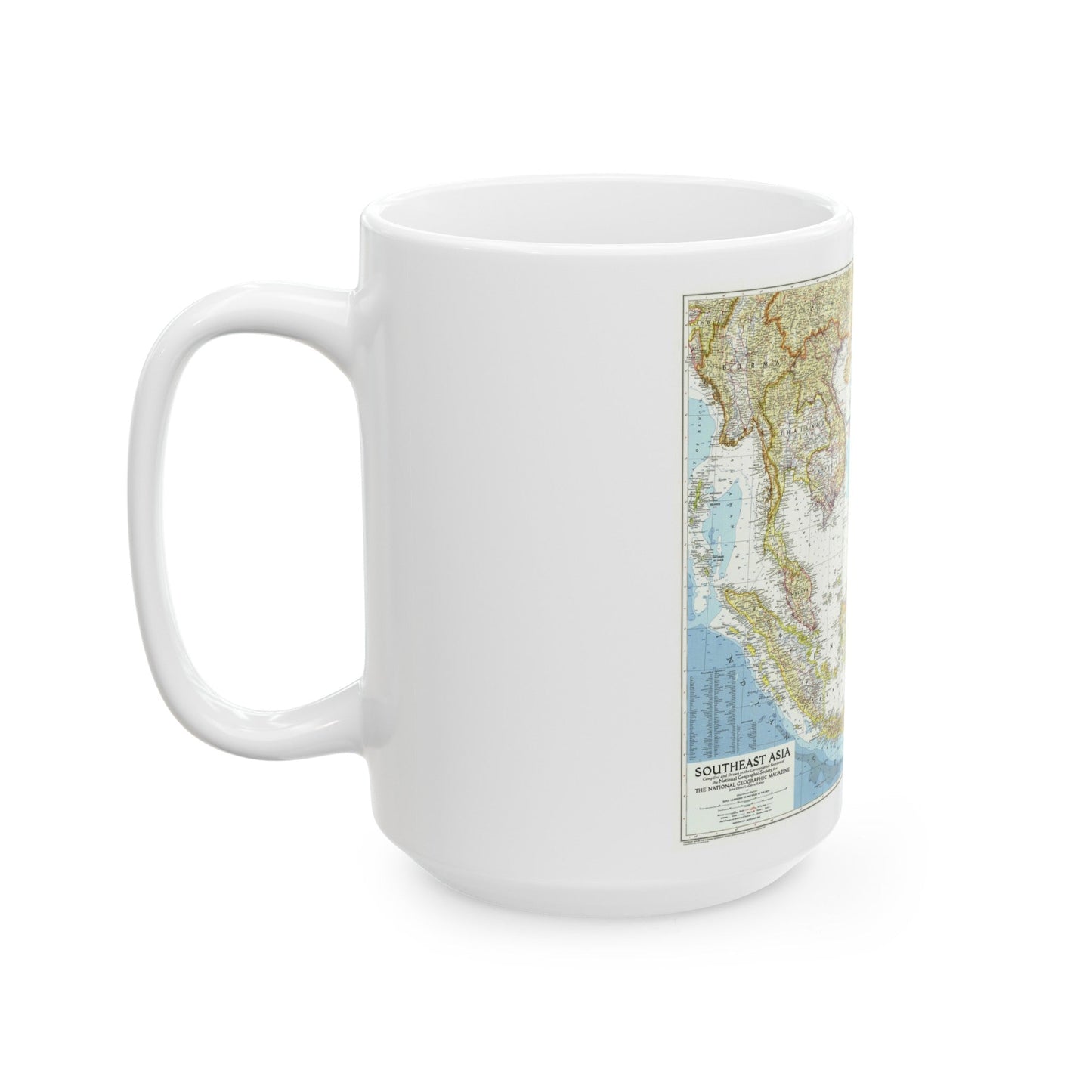 Asia - Southeast (1955) (Map) White Coffee Mug-The Sticker Space
