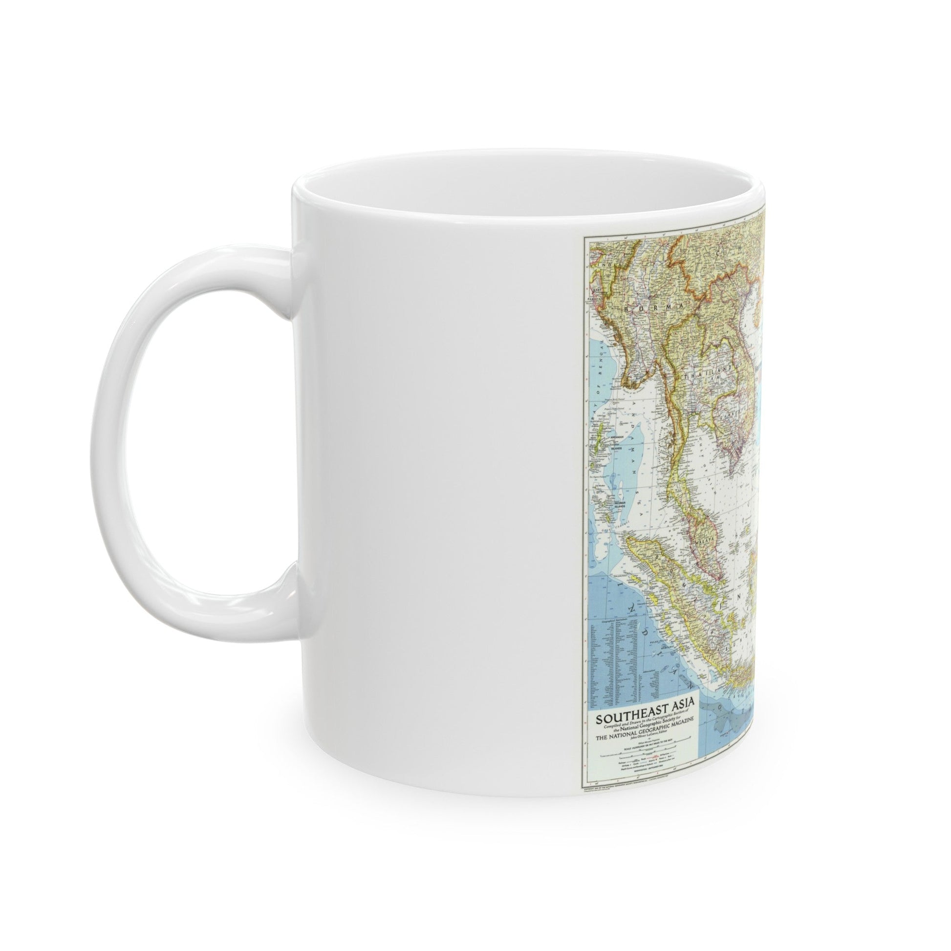 Asia - Southeast (1955) (Map) White Coffee Mug-The Sticker Space