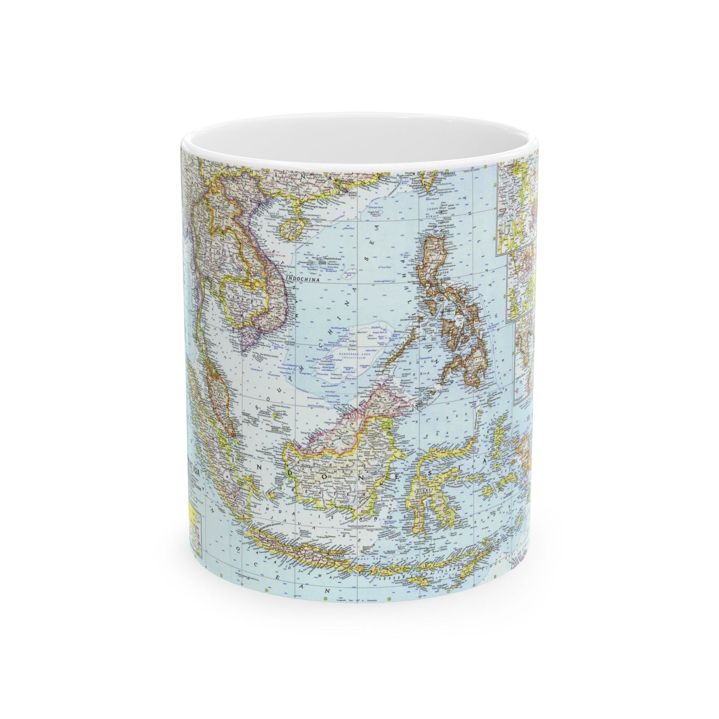 Asia - Southeast (1961) (Map) White Coffee Mug-11oz-The Sticker Space
