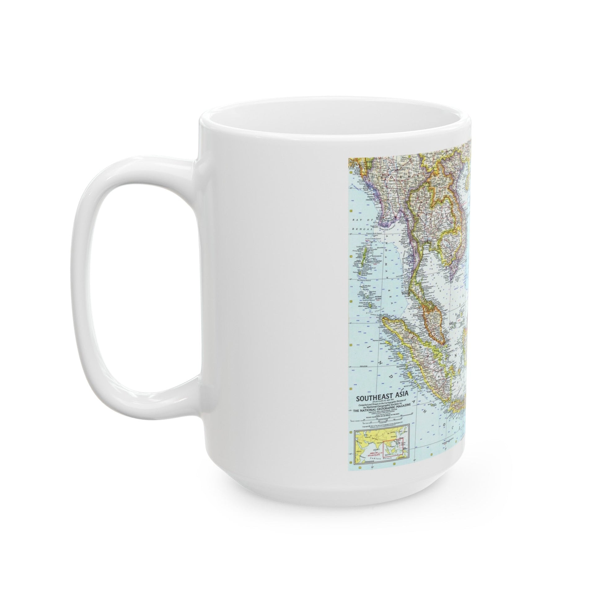 Asia - Southeast (1961) (Map) White Coffee Mug-The Sticker Space