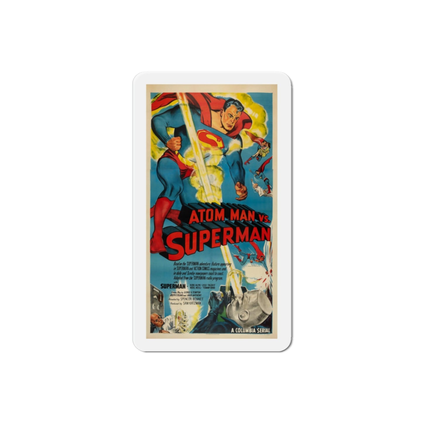 Atom Man vs Superman 1950 Movie Poster Die-Cut Magnet-2 Inch-The Sticker Space